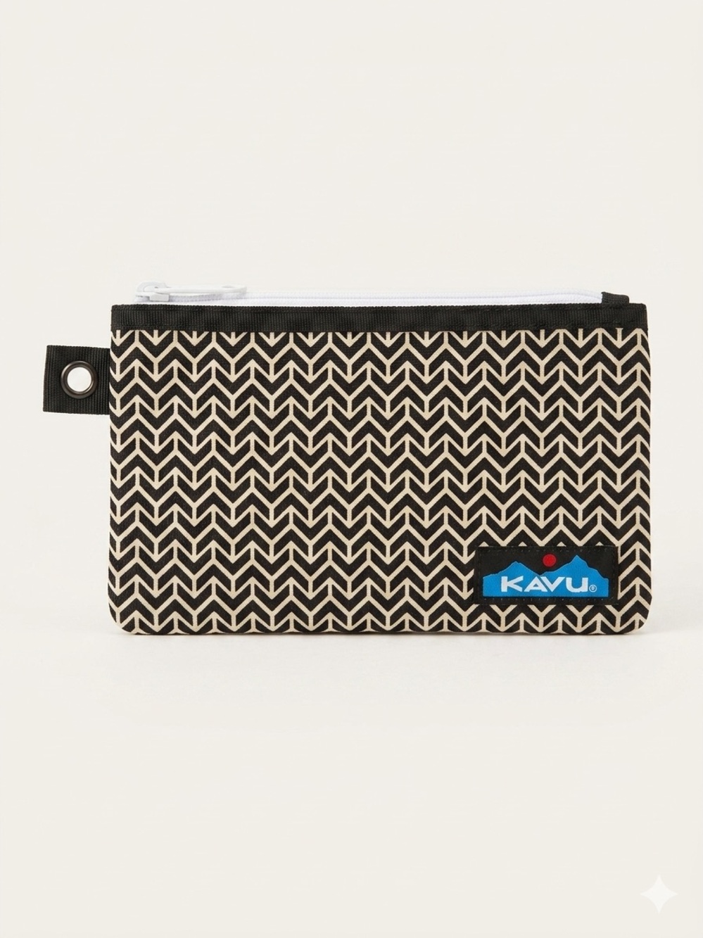 KAVU Wally Pouch Black and Cream Geo Print